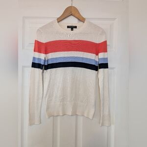Silk Cotton Sweater With Classic Stripe Design Women's Size Extra Small